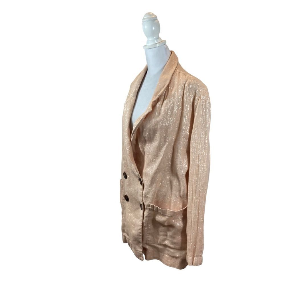 Ladies Anthro Amadi Brand Pink Metallic Double Breasted Blazer Jacket Medium